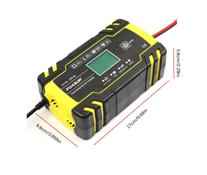 Зарядное устройство для автомобильного аккумулятора Foxsur FBC122408D 12 В 8 А/24 В 4 A Yellow (TP-537) - фото 4