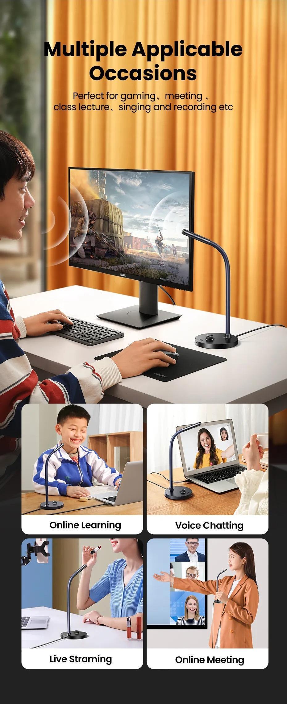 Микрофон UGREEN 60 дБ шумоподавления USB Черный (90416) - фото 3 Микрофон UGREEN 60 дБ шумоподавления USB Черный (90416) - фото 3