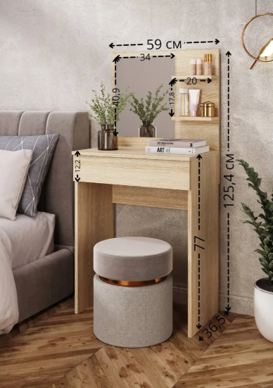 Туалетний столик MebelProff ТС-6 з дзеркалом та ящиком Сонома (28858652) - фото 3 Туалетний столик MebelProff ТС-6 з дзеркалом та ящиком Сонома (28858652) - фото 3