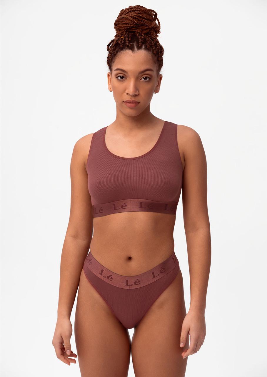 Комплект нижньої білизни Leinle топ на широкій бретелі/труси з віскози XS Бордовий (1455/60028)