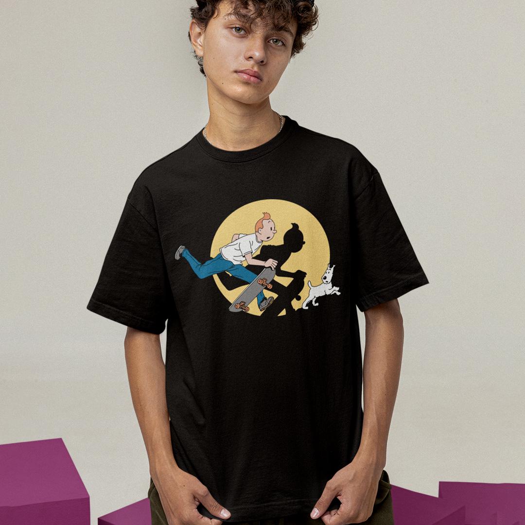 Футболка унисекс Tin Tin With Skateboard L Черный (0000013501)
