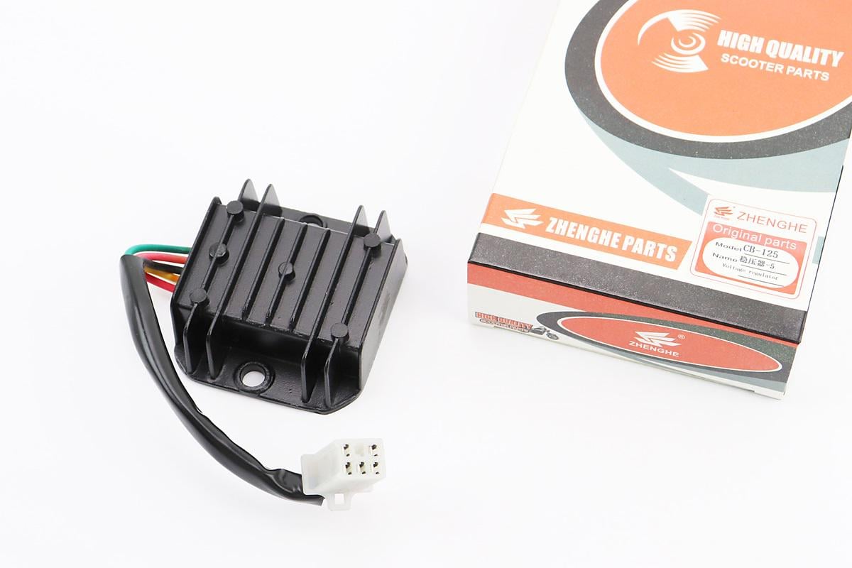 Реле-регулятор напряжения 5 проводов к мотоциклу Viper-125-150J алюминиевый корпус с разъемом