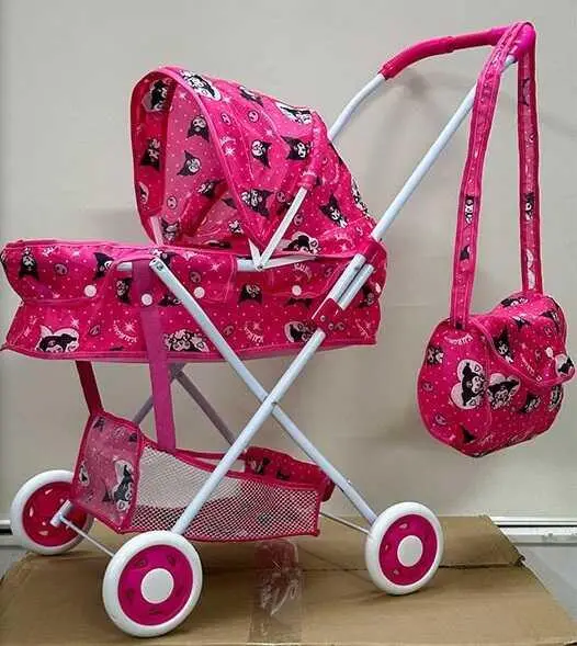 Коляска металлическая для куклы с сумочкой и корзиной TK Group Kuromi 65 см (2709732353)