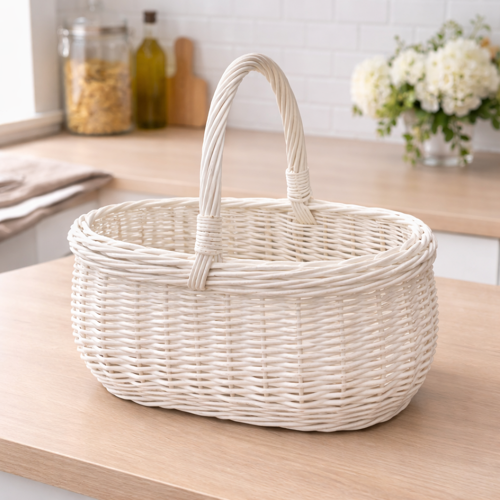 Корзина пасхальная Новинка плетеная из отбеленной лозы Корзина пасхальная Новинка плетеная из отбеленной лозы