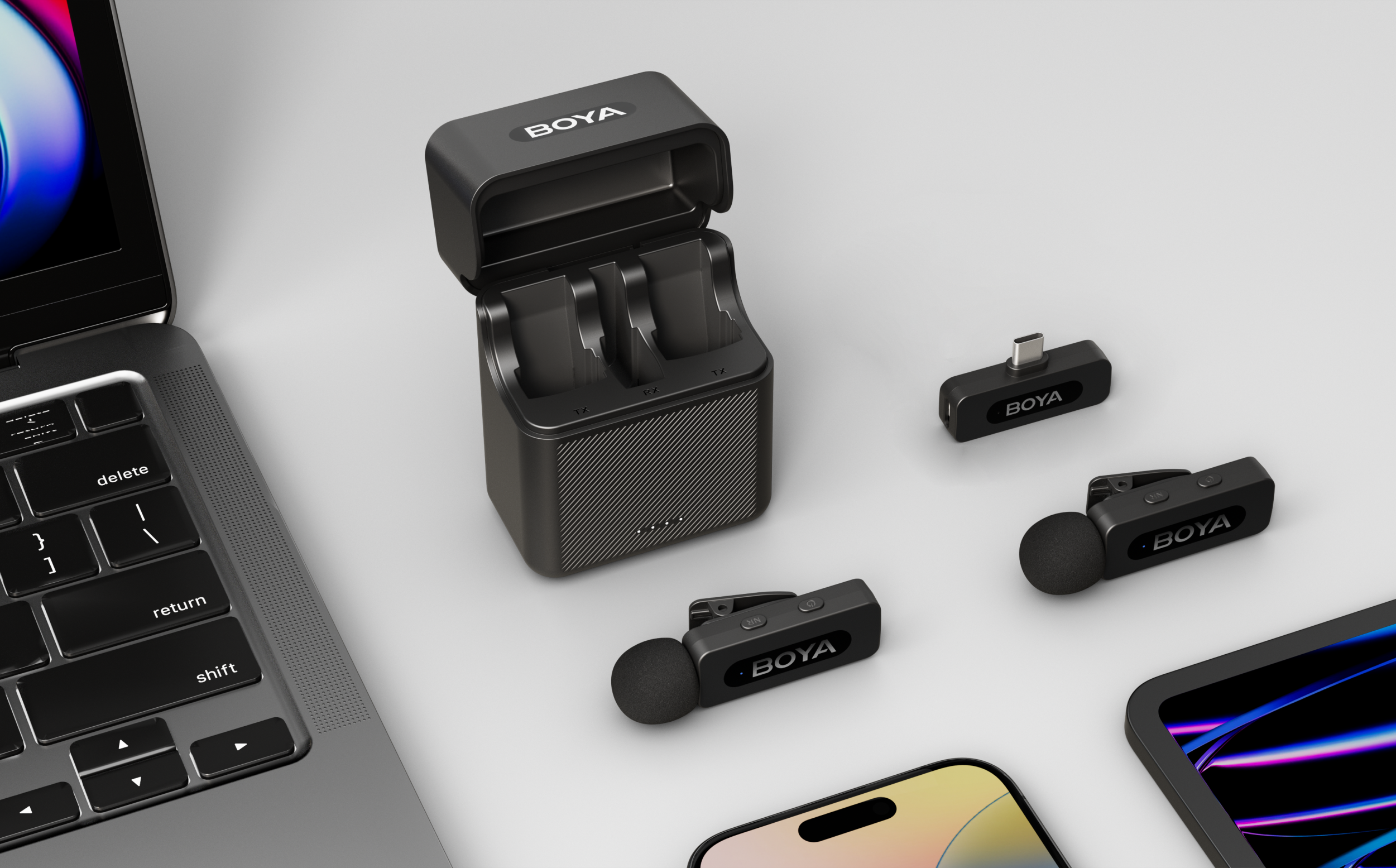 Микрофон петличный Boya BY-V20 USB Type-C для iPhone и Android профессиональный беспроводной 2 шт. (50003) - фото 5