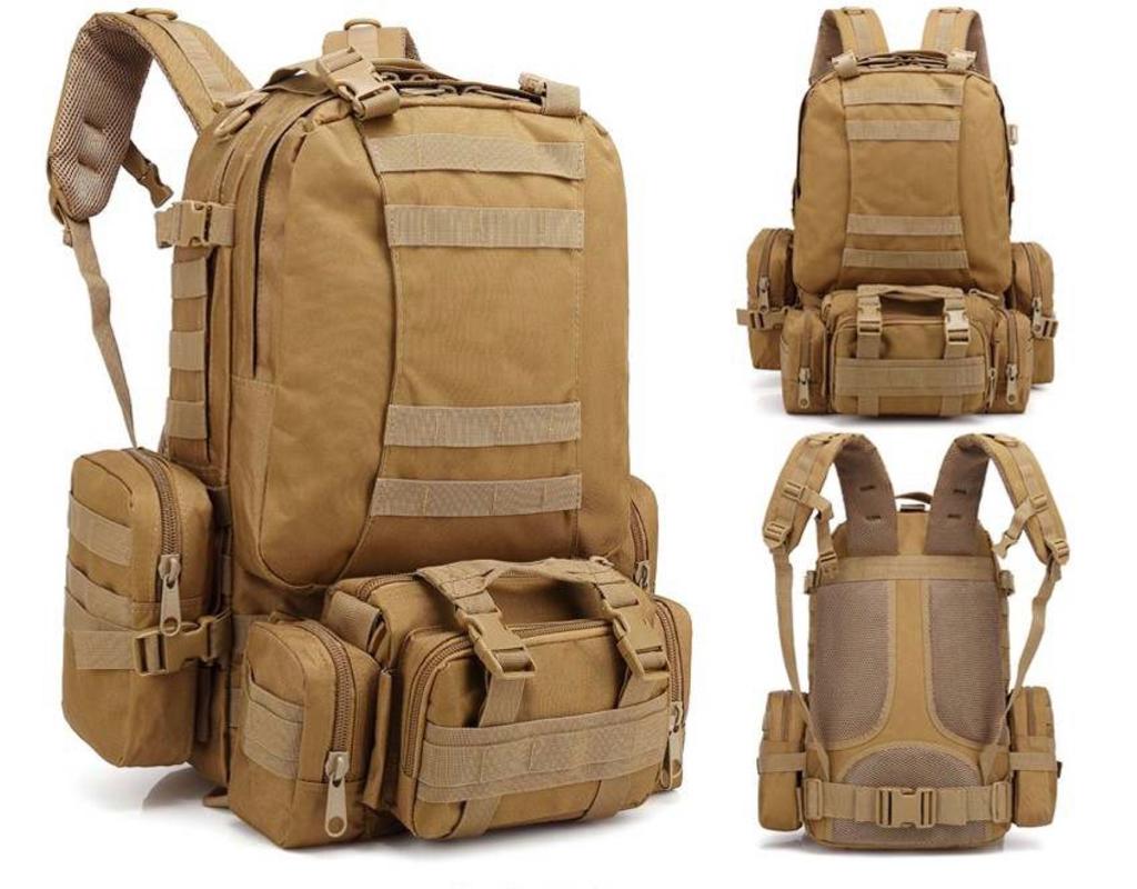 Рюкзак тактичний водонепроникний Molle комбінований 55 л 600D з 3 підсумками Койот - фото 5 Рюкзак тактичний водонепроникний Molle комбінований 55 л 600D з 3 підсумками Койот - фото 5