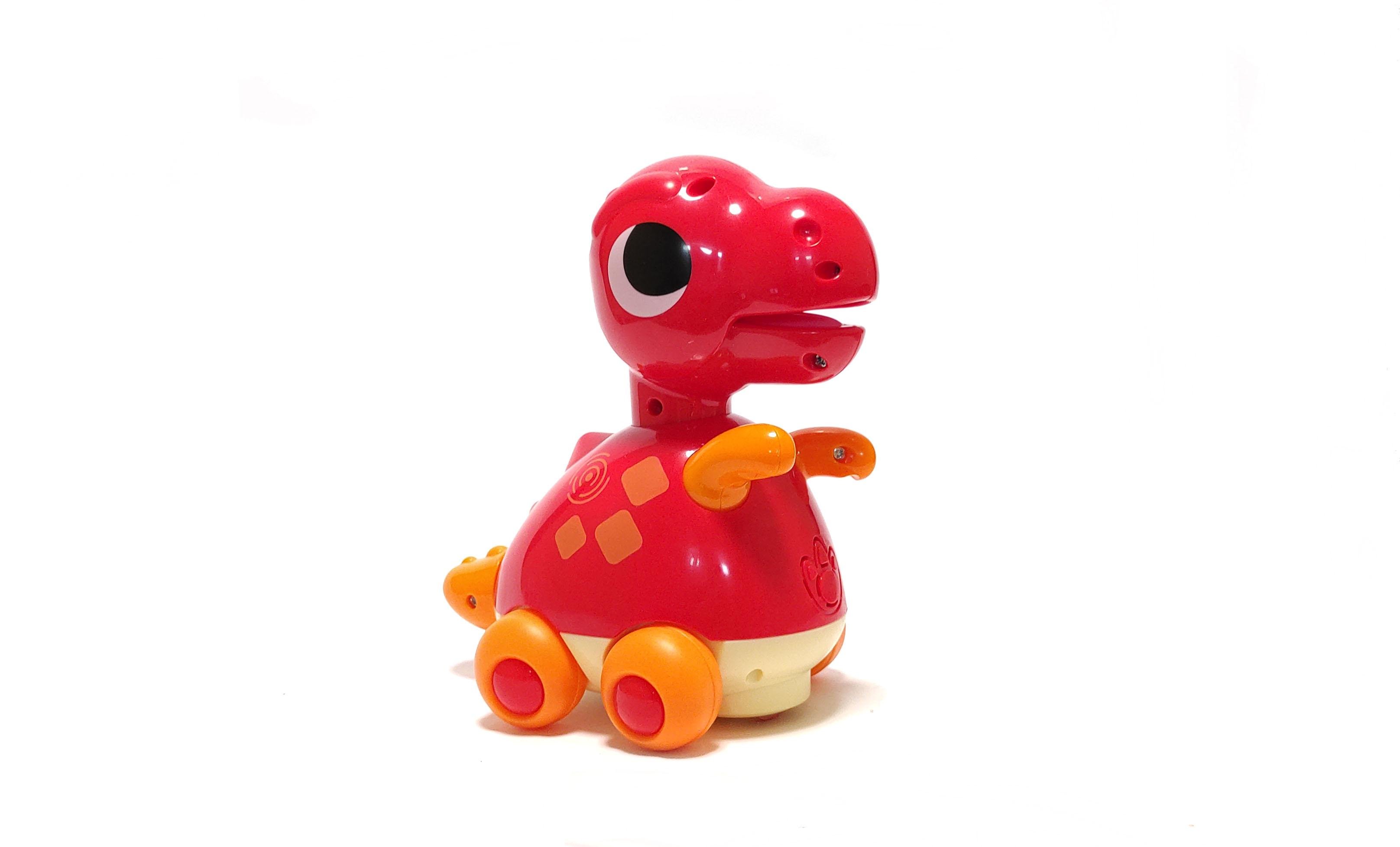 Каталка-динозаврик электронная Hola Toys музыкальная 18х12 см с подсветкой Красный (91530k)