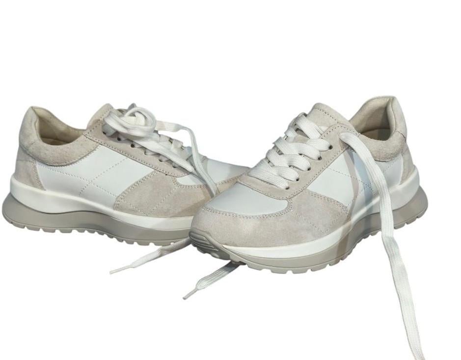 Кроссовки женские кожаные с замшевыми вставками KDSL р. 38 Белый (767-1)