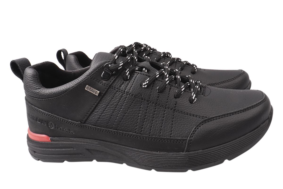 Кроссовки мужские Brave из кожи на низком ходу на шнуровке р. 45 Черный (185-21/22DTS)