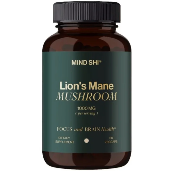Гриб Ежовик гребенчатый Львиная грива MIND SHI Lions Mane Mushroom 1000 мг 60 капсул