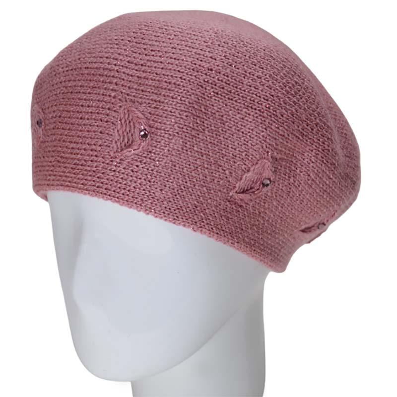 Берет жіночий Lirus Маріса подвійний напіввовняний з люрексовою ниткою Світло-пудровий (119028)