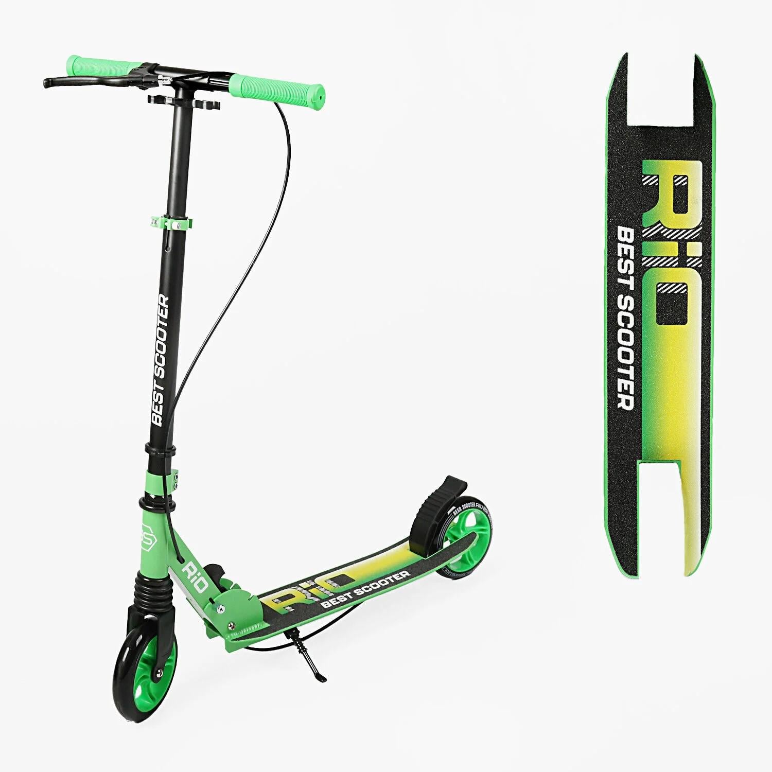 Самокат двухколесный Best Scooter передний амортизатор/ручной тормоз Зеленый (R-15800)