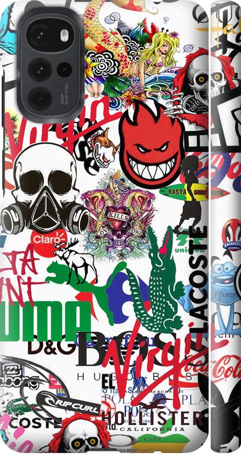 Чехол на Motorola G22 Many different logos (4022m-2681-42517)