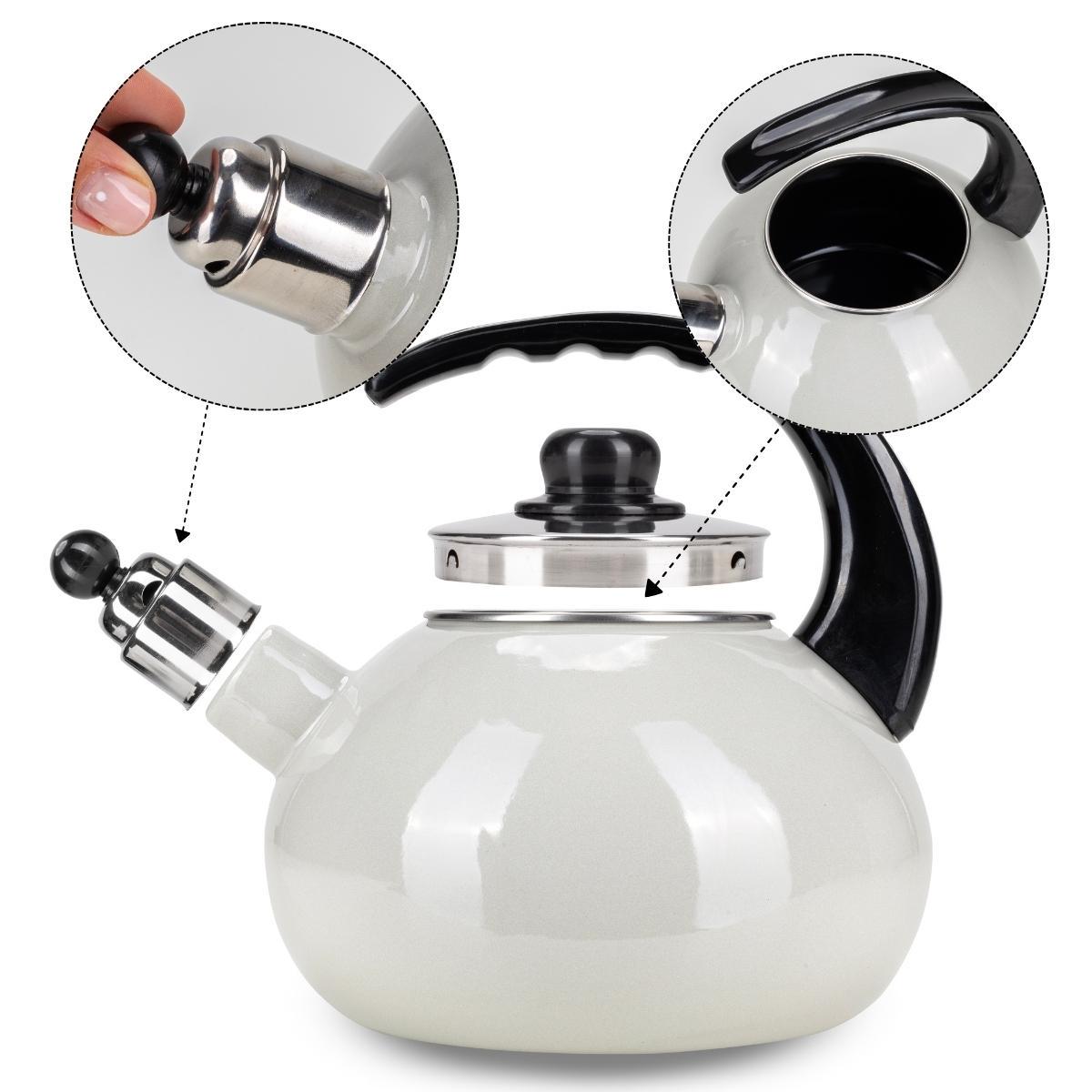 Чайник со свистком Kamille KM-1039В из эмалированной стали 2,5 л Белый (150-84-1039В) - фото 5 Чайник со свистком Kamille KM-1039В из эмалированной стали 2,5 л Белый (150-84-1039В) - фото 5