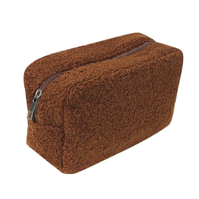 Косметичка женская дорожная Lesko B0220 плюшевая Brown (25713942)