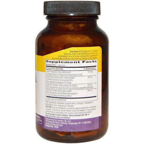 Ресвератрол Country Life Resveratrol Plus 120 Veg Caps - фото 2