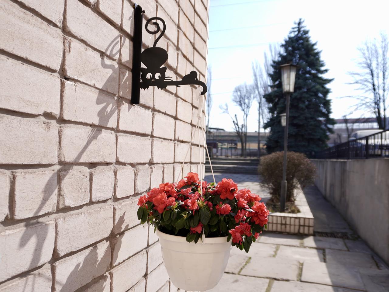 Кронштейн Кот и мышка для кашпо с цветами метал Черный (Б008) - фото 5