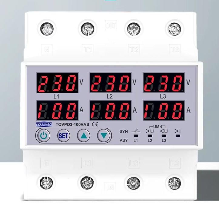 Автомат захисту від перепадів напруги та струму TOMZN TOVPD3-100VAS 220V 100A трифазне (31474281)