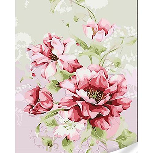 Картина по номерам Strateg Премиум Куст пионов с лаком и уровнем 30x40 см (Str-SS1099)