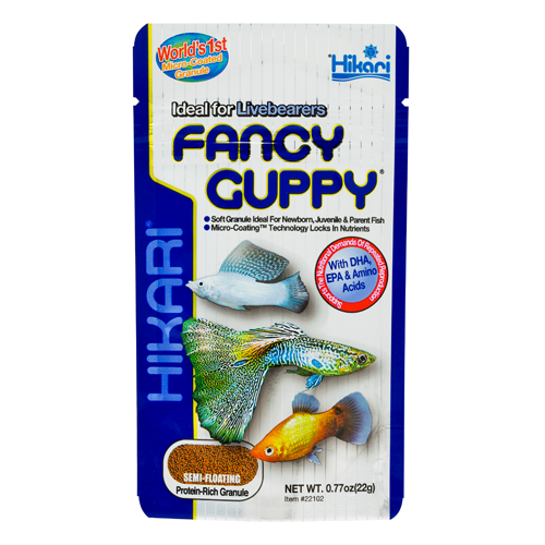 Корм Hikari Fancy Guppy для гуппи и тропических рыб с малым ртом 1,5-4 см/микрогранулы ~0,6 мм/22 г медленно-тонучий (22102)