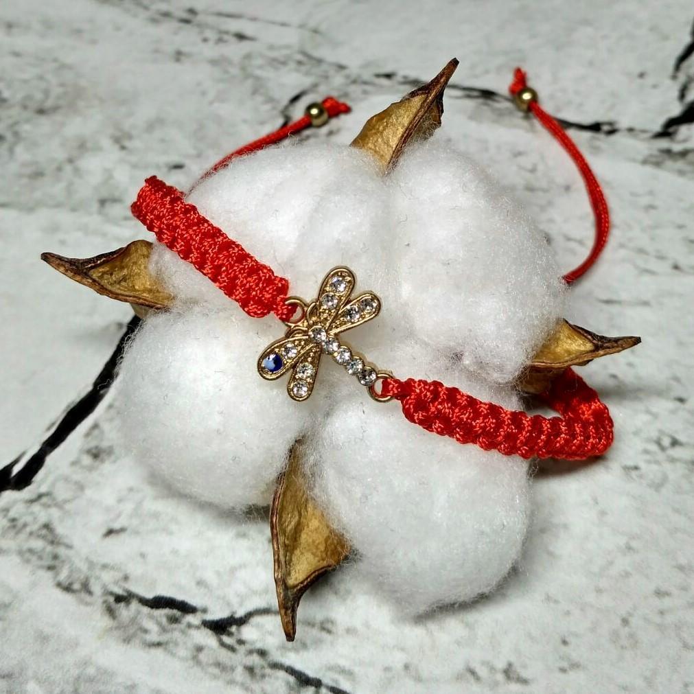 Браслет с красной нитью Стрекоза (2-4-8-18-20)