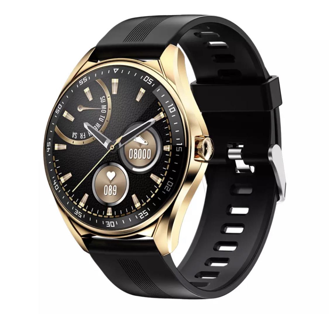 Мужские смарт часы Lemfo E1 Gold Black Smart Watch Bluetooth (6687)