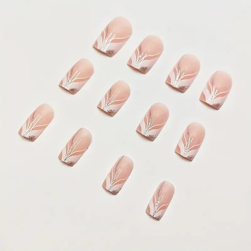 Накладные ногти с дизайном Квадрат и клеевыми пластинами 24 шт. Белый с серебристым (2689612505) - фото 5 Накладные ногти с дизайном Квадрат и клеевыми пластинами 24 шт. Белый с серебристым (2689612505) - фото 5