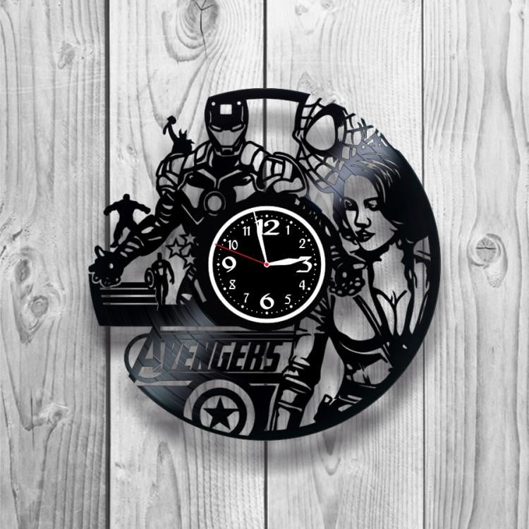 Часы настенные Мстители 0525 из виниловой пластинки