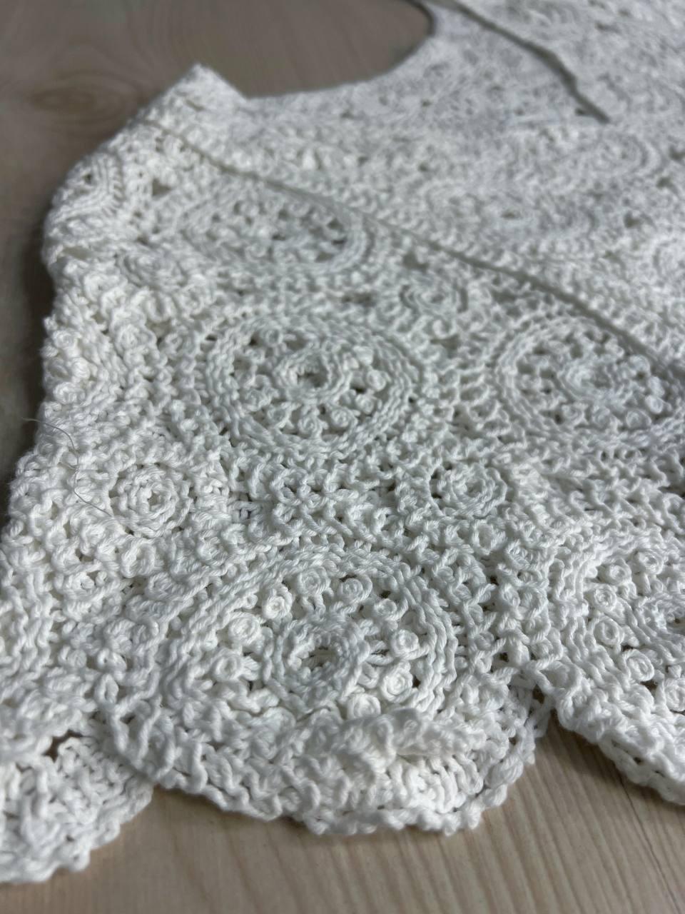 Блузка женская A-N 5303 кружевная вязаная с коротким рукавом OS Белый (26404723) - фото 9