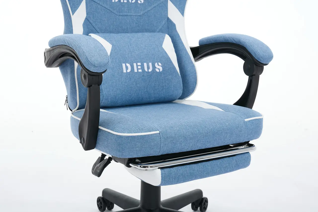 Крісло комп'ютерне Deus ED09 текстиль із підставкою для ніг Блакитний (2981) - фото 8
