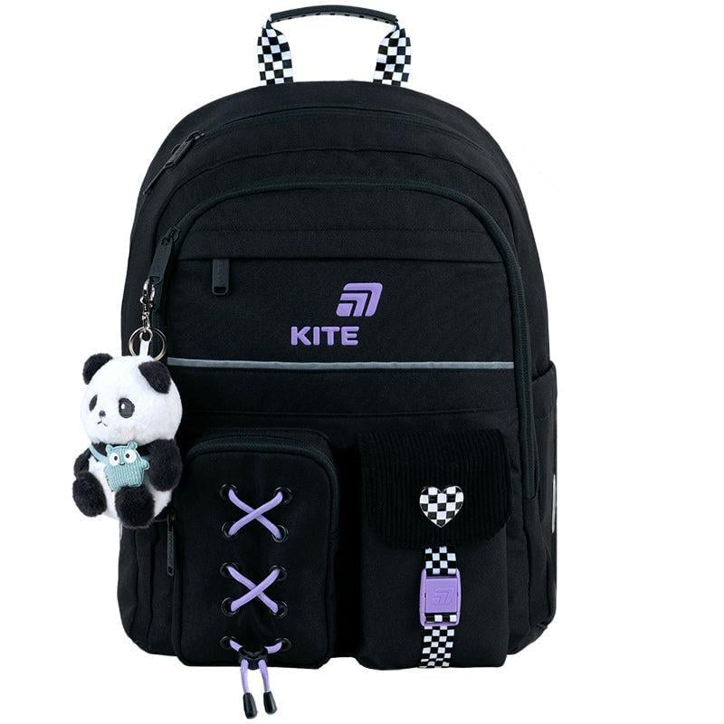 Рюкзак школьный KITE Education Panda Love 39,5x29x13 см 13 л Черный (K26-584M-2)