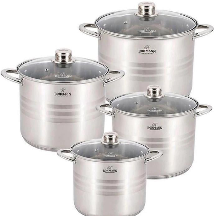 Набор кастрюль с крышками Bohmann BH-004 из нержавеющей стали 8 пр. (1871288599)