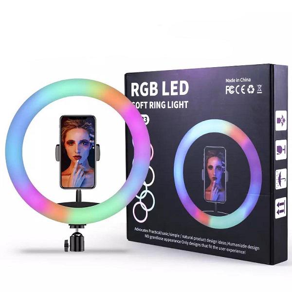 Кільцева LED лампа для селфі RGB MJ33 USB 33 см Ring Light