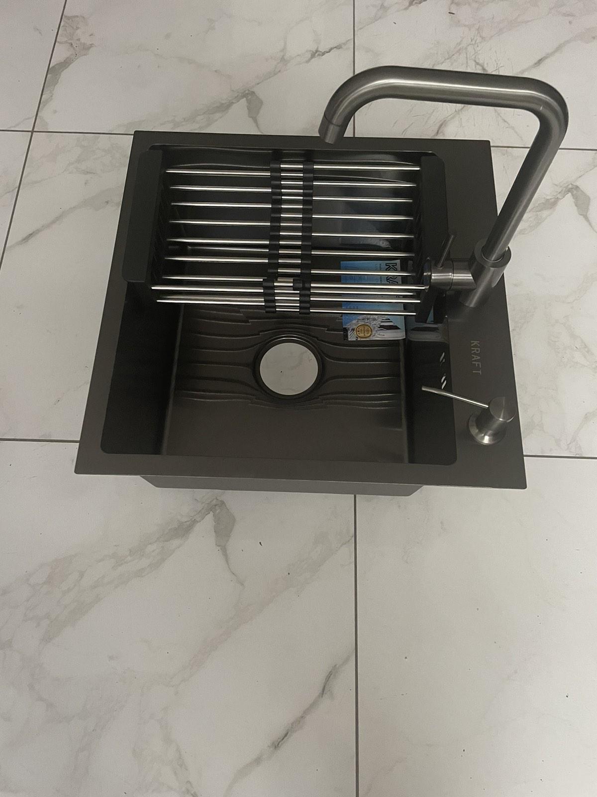 Мойка кухонная Kraft 5050 PVD Черный/смеситель для кухни Kraft из нержавеющей стали Черный - фото 8 Мойка кухонная Kraft 5050 PVD Черный/смеситель для кухни Kraft из нержавеющей стали Черный - фото 8