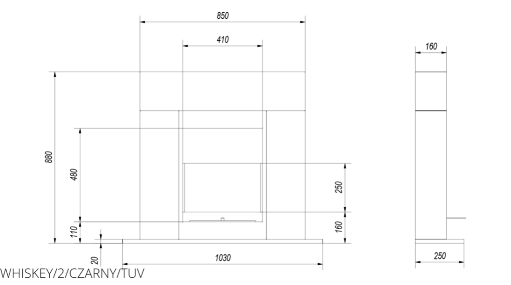 Биокамин Kratki WHISKEY 2 с сертификатом TUV Черный (WHISKEY/2/CZARNY/TUV) - фото 2