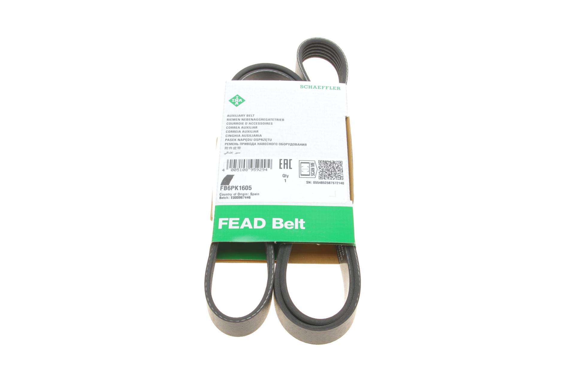 Ремень генератора INA Opel Astra 1.7CDTi 03-/Renault Megane/Laguna 1.9-3.0 97-03/BMW 1 E81/E87 04-11 (FB_6PK1605)