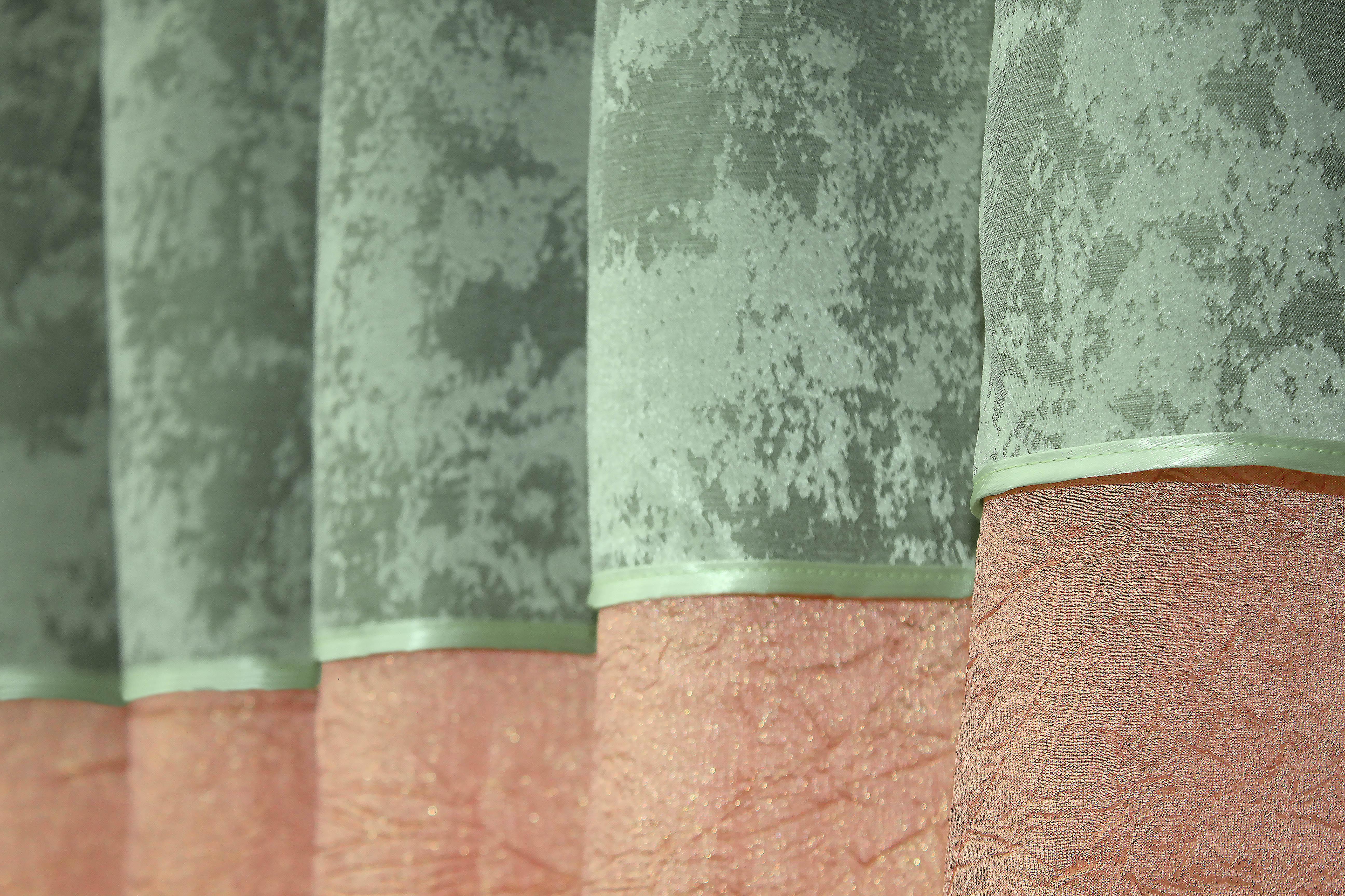 Штори кухонні VR-Textil № 073к з ламбрекеном і підхватами 270х170 см Персиковий/Оливковий (52-0477) - фото 3