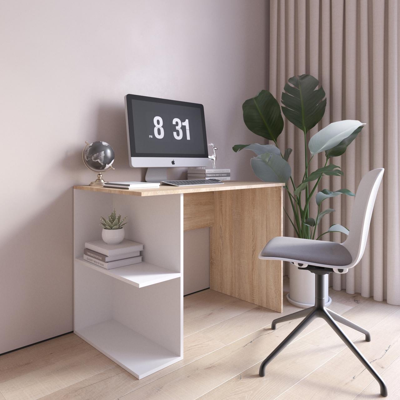 Стіл комп’ютерний Вайс D-7 1000х600х755 мм Дуб сонома/Білий (30636358) - фото 1 Стіл комп’ютерний Вайс D-7 1000х600х755 мм Дуб сонома/Білий (30636358) - фото 1