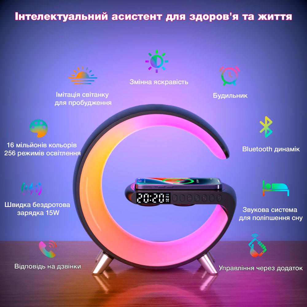 Лампа-ночник настольная смарт с беспроводной зарядкой и Bluetooth колонкой EVIO Quality Черный - фото 3 Лампа-ночник настольная смарт с беспроводной зарядкой и Bluetooth колонкой EVIO Quality Черный - фото 3