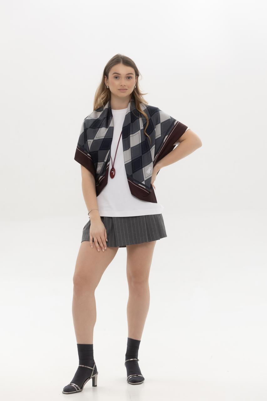 Платок Аргайл шелковый односторонняя печать 55х55 см (27553276) - фото 7 Платок Аргайл шелковый односторонняя печать 55х55 см (27553276) - фото 7