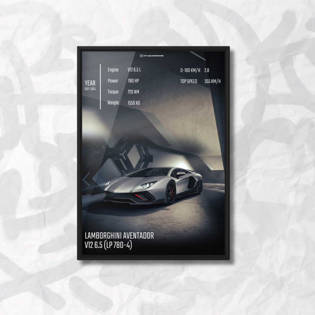 Картина с авто Lamborghini Aventador боковая часть дизайн Club Sport А3 297х420 мм (LB0039)