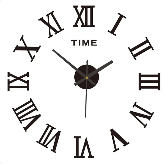 Настенные часы 3D Римские цифры 40 см Черные (ЧБС1)