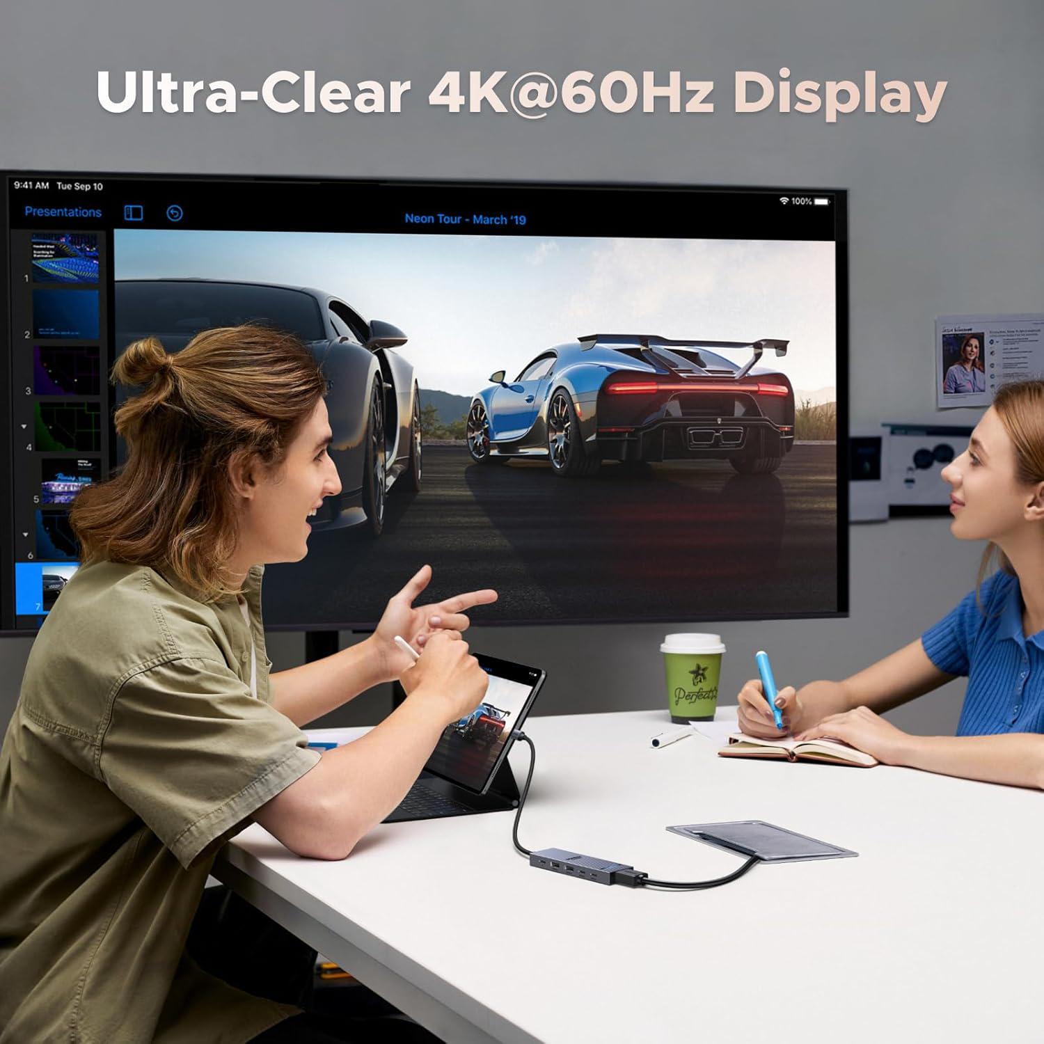 USB-хаб UGREEN 2хUSB-C 3.2 2хUSB-A 3.2 10 Гбіт/с HDMI 4K 60 Гц PD 100 Вт Сірий (45363) - фото 11