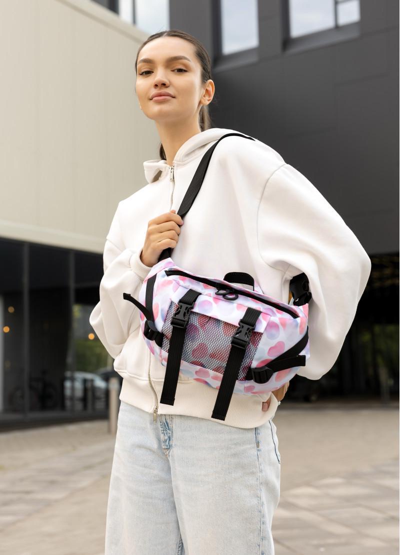 Поясная женская сумка-бананка Sambag DynamicDart принт Blush Drop 38×21×7 см (80411152)