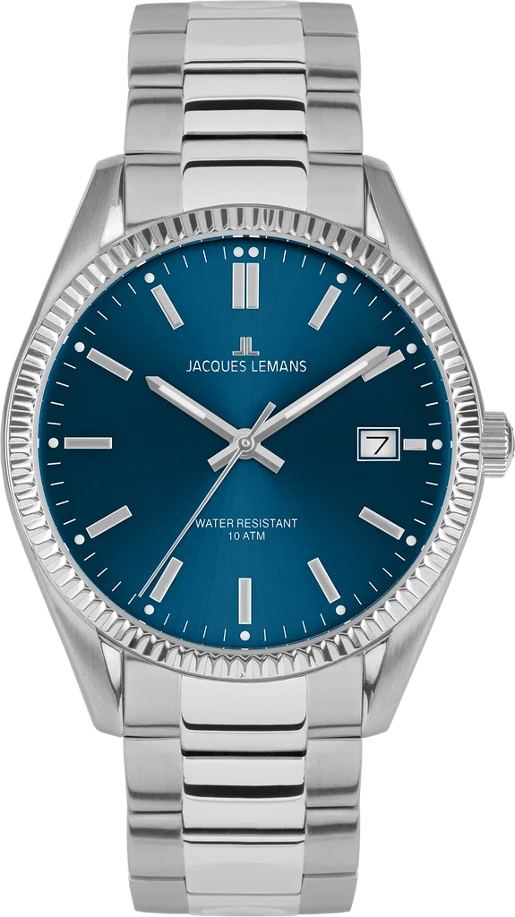 Наручные часы мужские Jacques Lemans Sport 50-3C со стальным корпусом WR 100 м и синим циферблатом