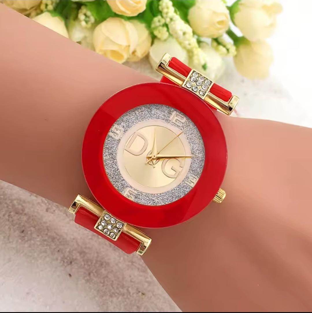 Годинник жіночий наручний DG кварцовий з камінням Червоний - фото 2 Годинник жіночий наручний DG кварцовий з камінням Червоний - фото 2