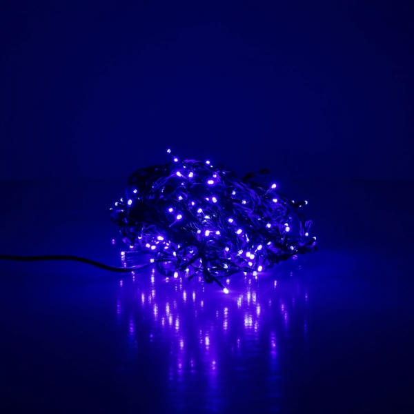Гирлянда сетевая Бахрома уличная 12 м 200 LED диодов внешняя от сети черный провод цвет света Синий (12MBBL)