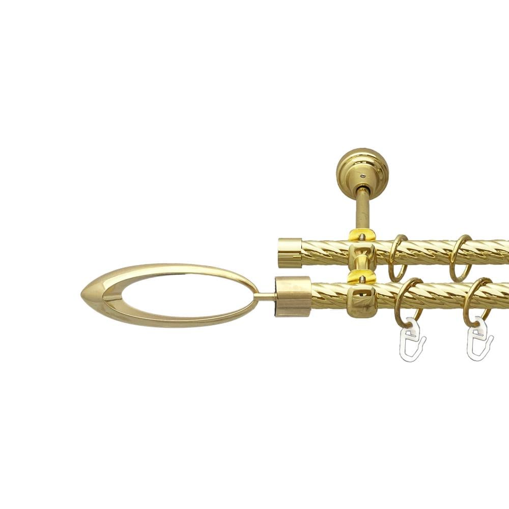 Карниз Orvit Венеція металевий дворядний відкритий скручена труба кільце металеве 16/16 мм 160 см Золото (00-00024896)