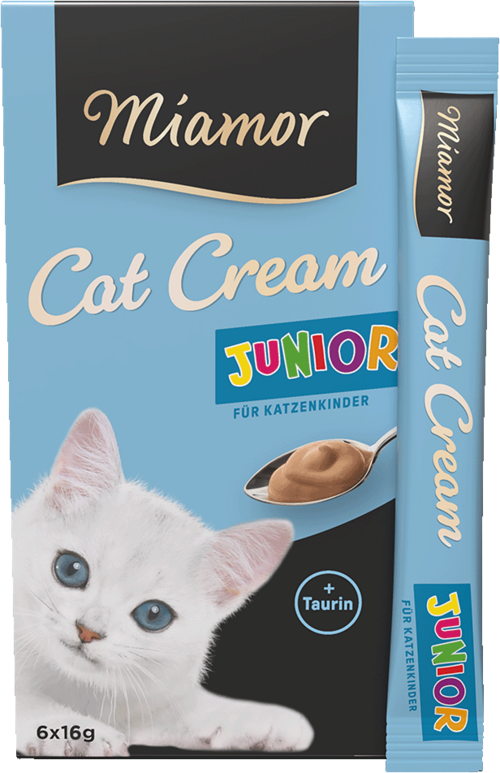 Вершковий крем ласощі для здоров'я і розвитку Miamor Cat Cream Junior Snack з таурином для кошенят 15 г 6 шт. (4000158743206)