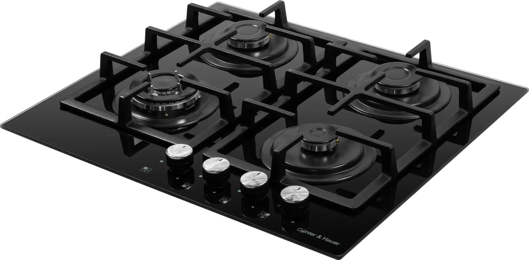 Варочная поверхность газовая Gunter&Hauer GL64 TB стеклянная автоподжиг и чугунные решетки (28593349) - фото 4 Варочная поверхность газовая Gunter&Hauer GL64 TB стеклянная автоподжиг и чугунные решетки (28593349) - фото 4